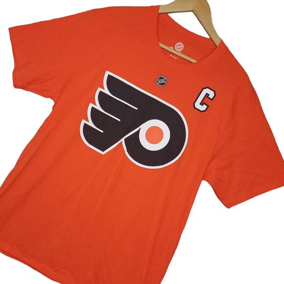 Philadelphia Flyers NHL Mens #28 Claude Giroux T-Shirt Jersey Size Medium Orange - Picture 1 of 13